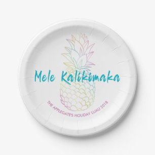 Mele Kalikimaka Christmas Ananas Tropical Pappteller