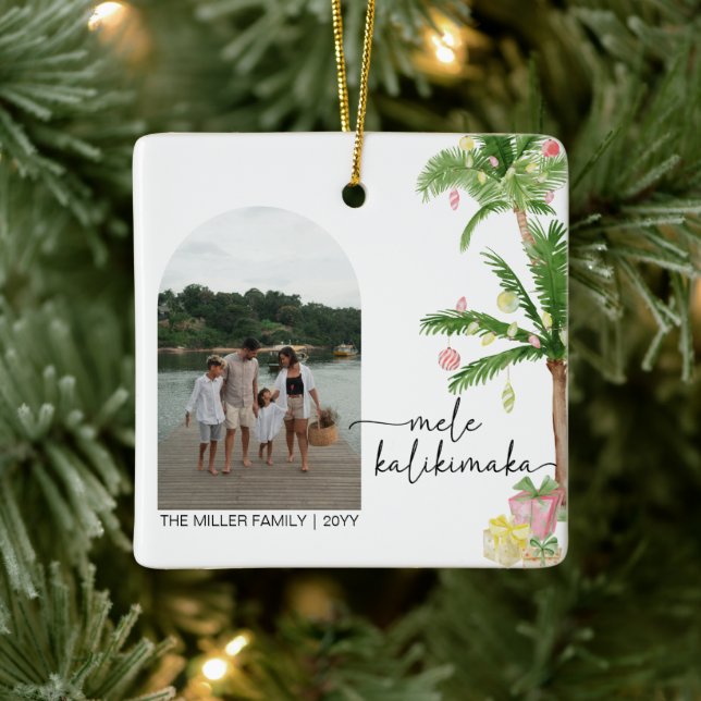 mele kalikimaka christmas Holiday Photo Keramikornament (Baum)