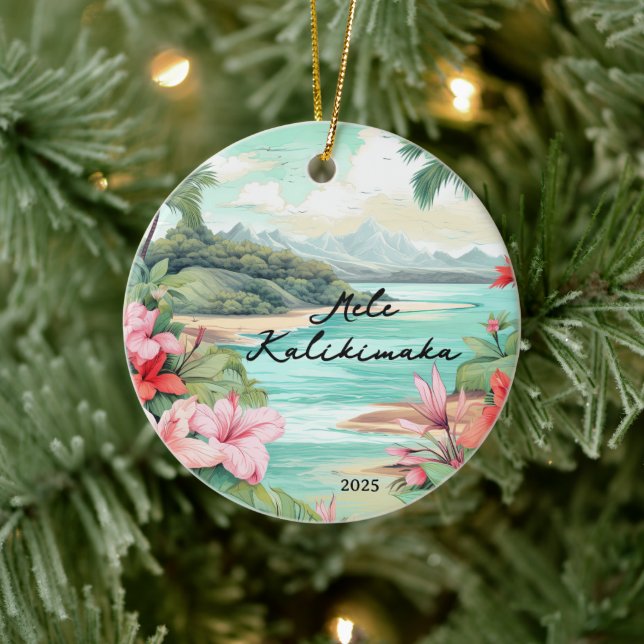 Mele kalikimaka Christmas Keramik Ornament (Baum)