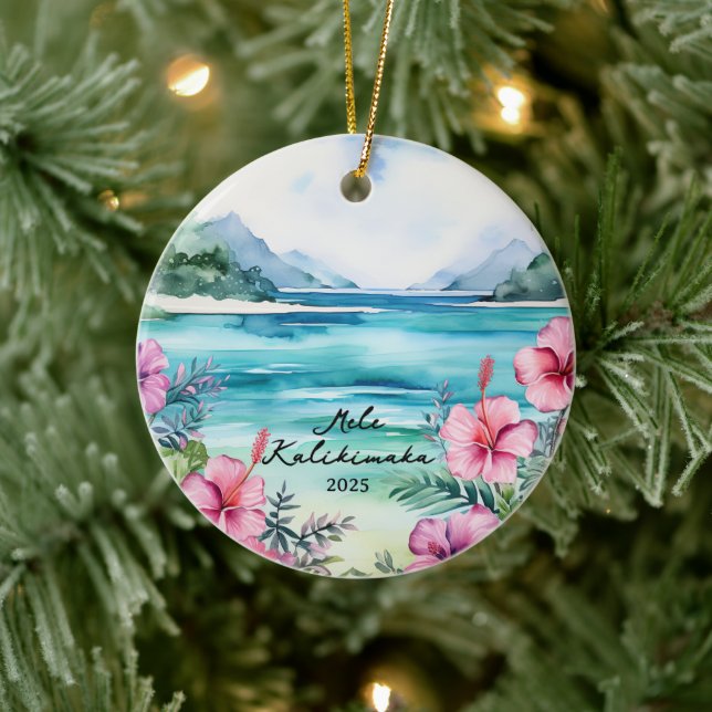 Mele kalikimaka Christmas Keramik Ornament (Baum)