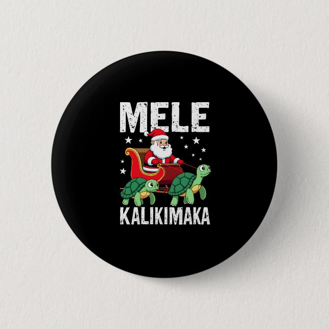Mele Kalikimaka Christmas Shirt � Santa Sleigh Sea Button (Vorderseite)
