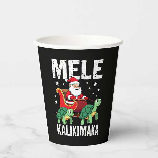 Mele Kalikimaka Christmas Shirt � Santa Sleigh Sea Pappbecher (Vorderseite)