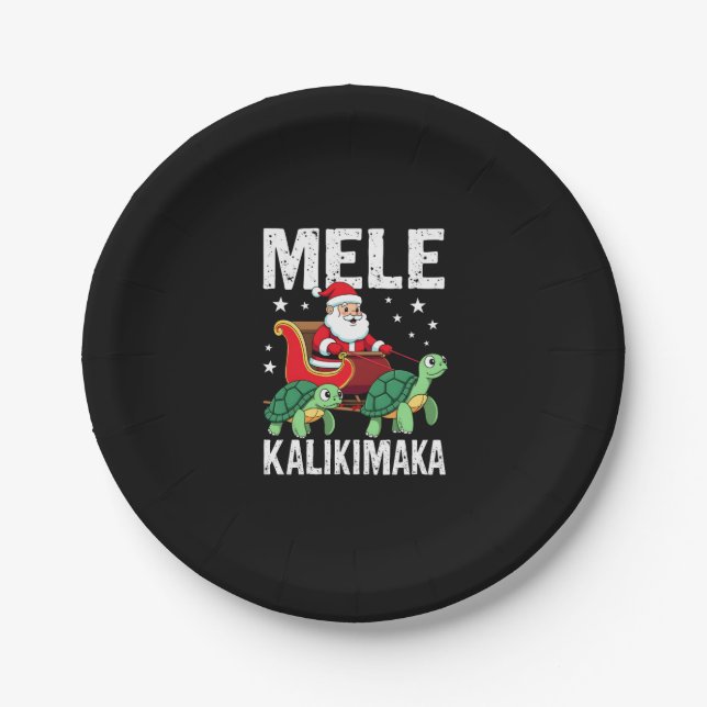 Mele Kalikimaka Christmas Shirt � Santa Sleigh Sea Pappteller (Vorderseite)