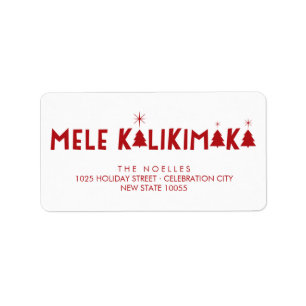 Mele Kalikimaka Christmas Trees Glow Stars Adresse Adressaufkleber