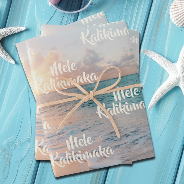 Mele Kalikimaka Custom Tropical Beach Christmas Geschenkpapier Set (Von Creator hochgeladen)