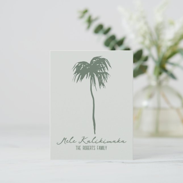 Mele Kalikimaka Elegant Hawaiian Weihnachtspalm Postkarte (Stehend Vorderseite)