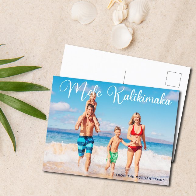 Mele Kalikimaka Family Foto Beach Niedlich Weihnac Postkarte (Von Creator hochgeladen)