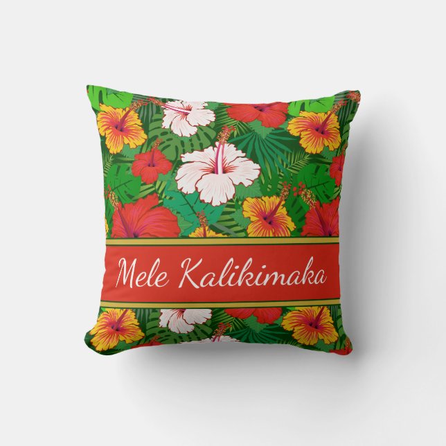 Mele Kalikimaka farbenfrohe hawaiianische Blume Ur Kissen (Vorderseite)