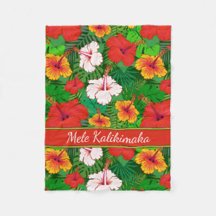 Mele Kalikimaka farbenfroher hawaiianischer Blumen Fleecedecke