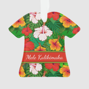 Mele Kalikimaka farbenfroher hawaiianischer Blumen Ornament