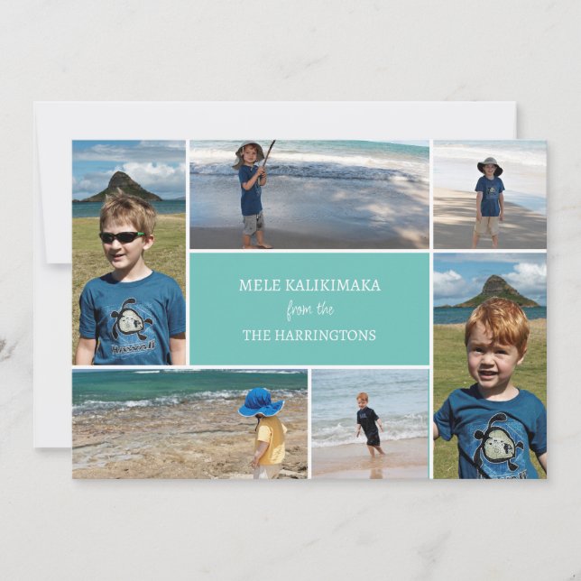 Mele Kalikimaka Foto Collage Card für Weihnachten (Vorderseite)