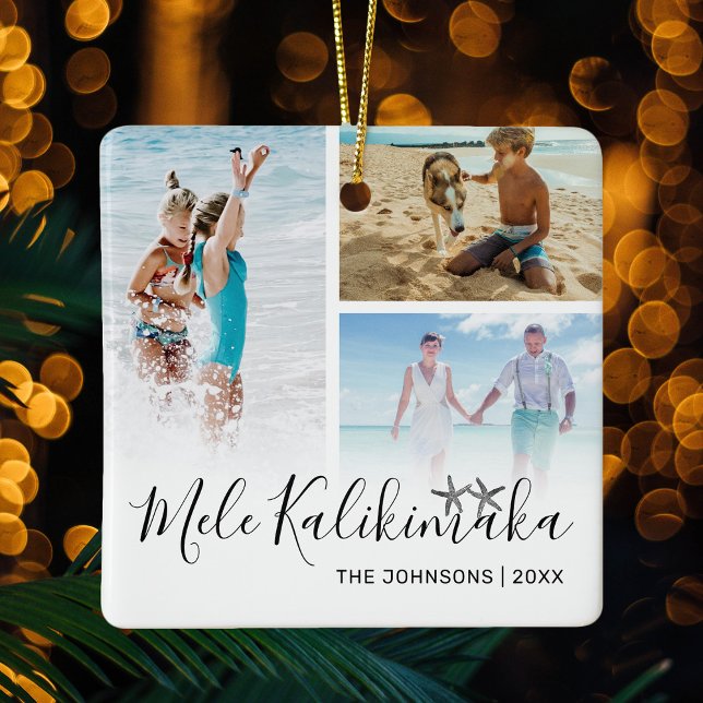 Mele Kalikimaka Foto Collage Keramikornament (Von Creator hochgeladen)
