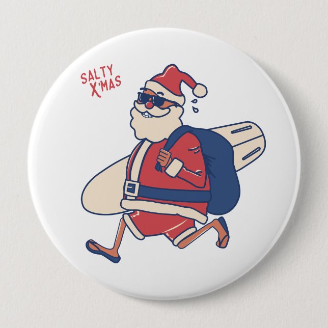 Mele Kalikimaka - Funny Santa Hawaiian Christmas B Button (Vorderseite)