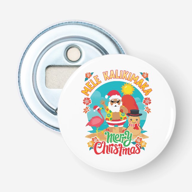 Mele Kalikimaka für ein helles hawaiianisches Weih Flaschenöffner (Vorderseite)