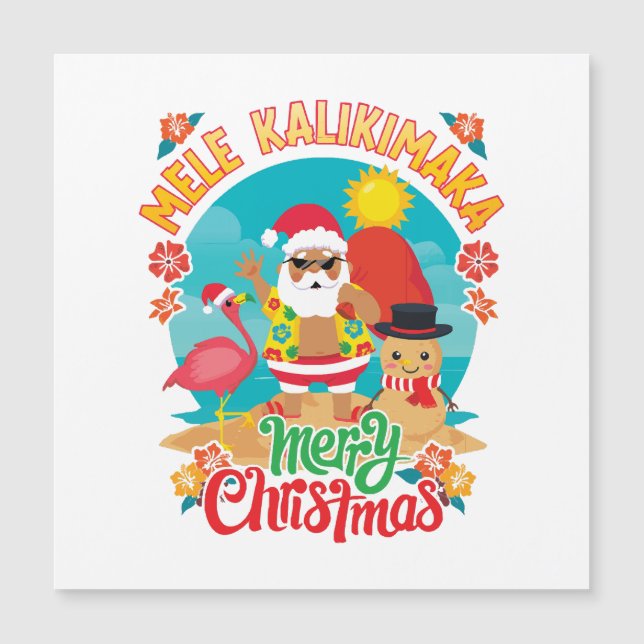 Mele Kalikimaka für ein helles hawaiianisches Weih Magnetkarte (Vorderseite)