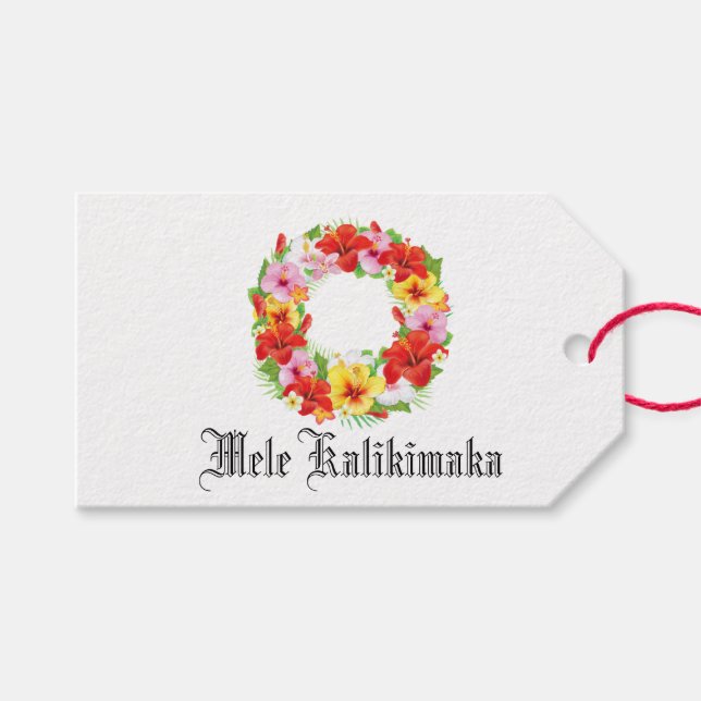 Mele Kalikimaka Geschenkanhänger (Vorderseite (Horizontal))