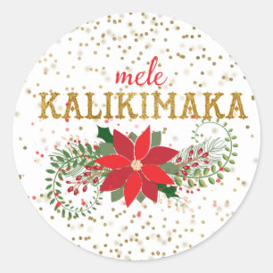 Mele Kalikimaka Gold Glitter Weihnachtsstern Runder Aufkleber