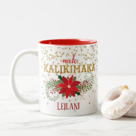 Mele Kalikimaka Gold Glitzer Poinsettia Zweifarbige Tasse