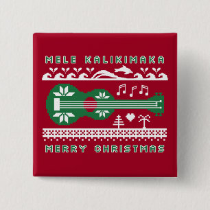 Mele Kalikimaka hässlicher Knopf Strickjacke-(Grün Button