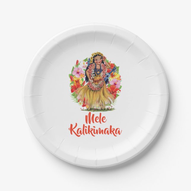 Mele Kalikimaka Hawaain frohe Weihnachten Pappteller (Vorderseite)