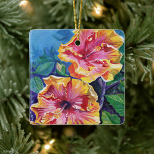 Mele Kalikimaka Hawaii Hibiskus Weihnachten Keramikornament
