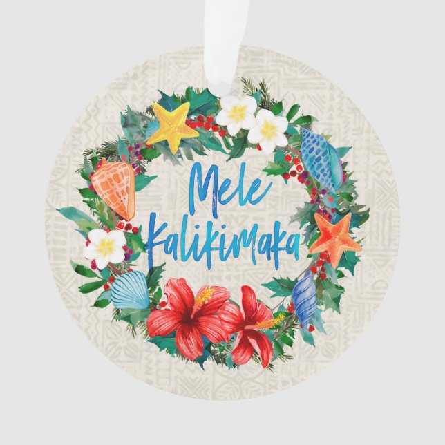 Mele Kalikimaka Hawaiian Beach Christmas Wreath (devant)