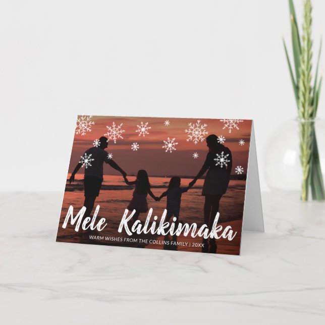 Mele Kalikimaka Hawaiian Beach Foto Weihnachten (Vorderseite)