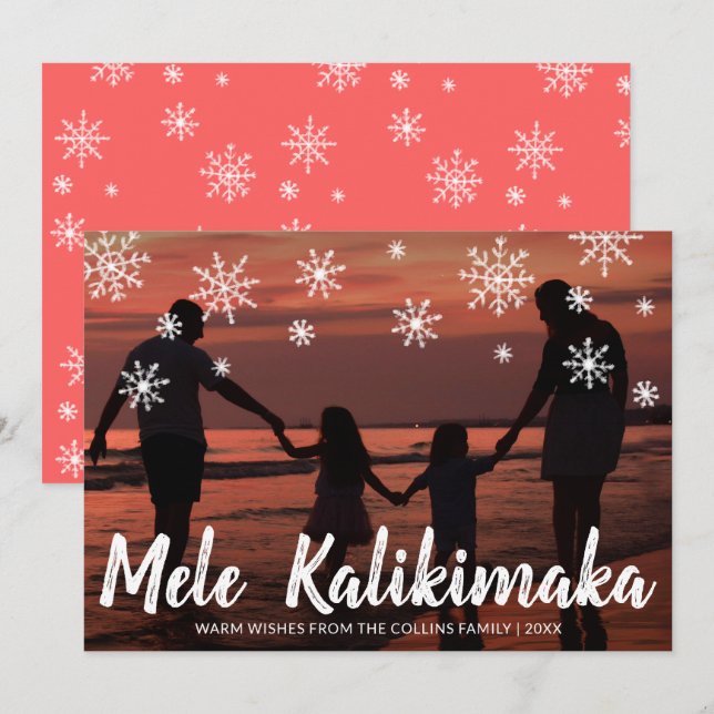 Mele Kalikimaka Hawaiian Beach Foto Weihnachten (Vorne/Hinten)