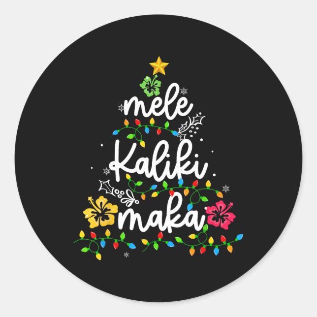 Mele Kalikimaka Hawaiian Christmas Hawaii Tropical Runder Aufkleber (Vorderseite)