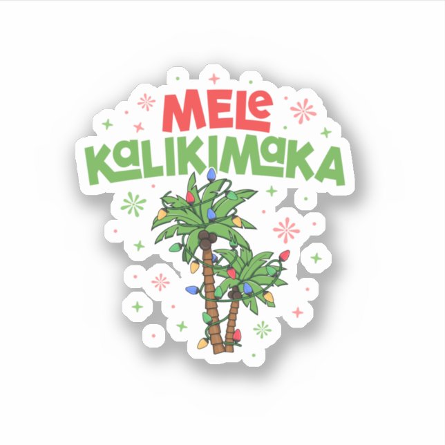 Mele Kalikimaka Hawaiian Christmas Palm Tree Light Aufkleber (Vorderseite)