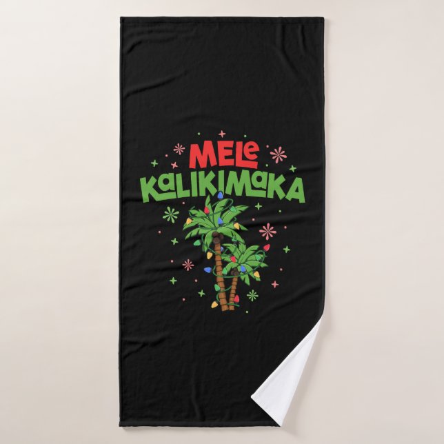 Mele Kalikimaka Hawaiian Christmas Palm Tree Light Badehandtuch (Badehandtuch)