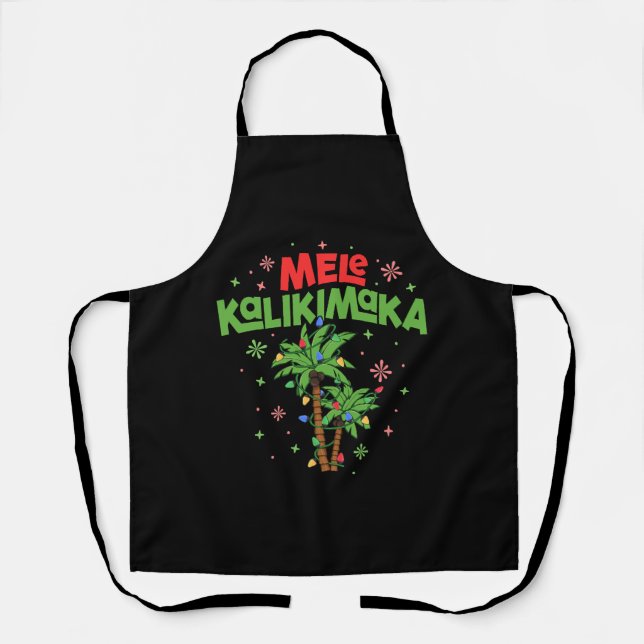 Mele Kalikimaka Hawaiian Christmas Palm Tree Light Schürze (Vorderseite)