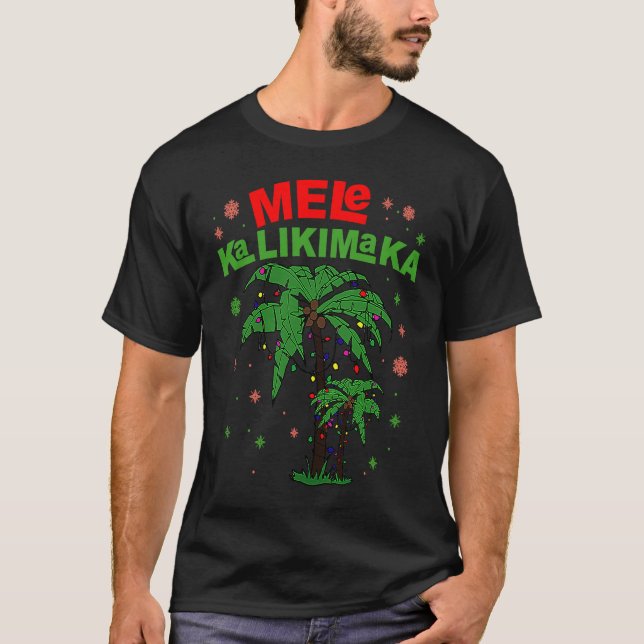 Mele Kalikimaka Hawaiian Christmas Palm Tree Light T-Shirt (Vorderseite)