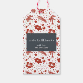 Mele Kalikimaka Hawaiian Christmas Red Gift Tag Geschenkanhänger