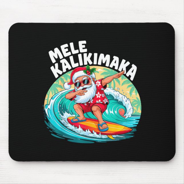 Mele Kalikimaka Hawaiian Christmas Santa Surfing B Mousepad (Vorne)