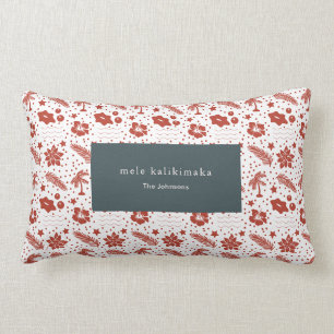 Mele Kalikimaka Hawaiian Floral Red Lumber Pillow Lendenkissen