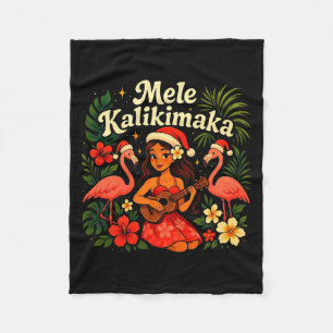 Mele Kalikimaka Hawaiian Hula Mädchen Weihnachten  Fleecedecke