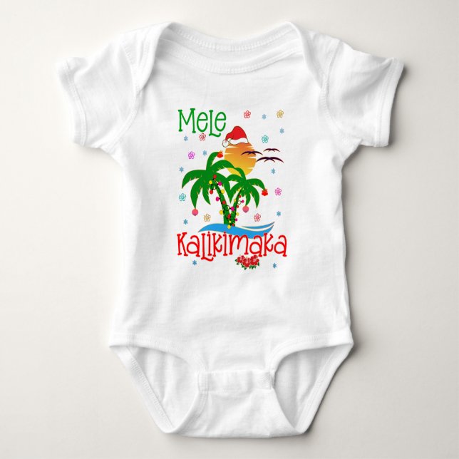 Mele Kalikimaka Hawaiian Merry Christmas Aloha  Baby Strampler (Vorderseite)