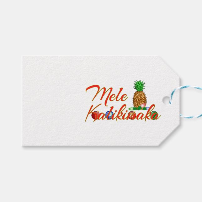 Mele Kalikimaka Hawaiian Pineaple Geschenkanhänger (Vorderseite (Horizontal))