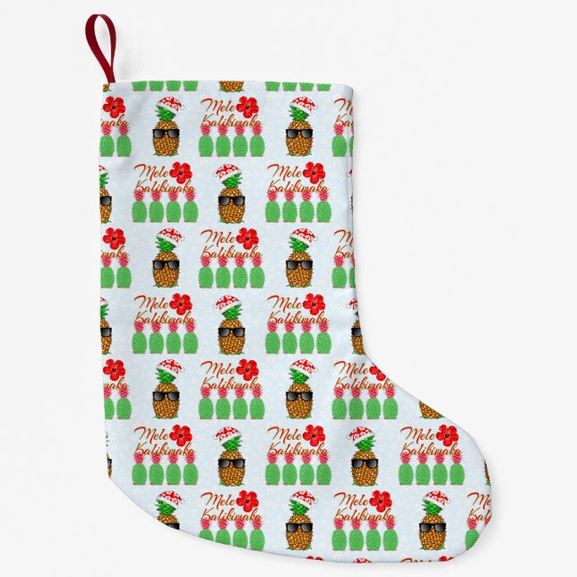 Mele Kalikimaka Hawaiian Pineapple Merry Christmas Kleiner Weihnachtsstrumpf (Vorderseite)