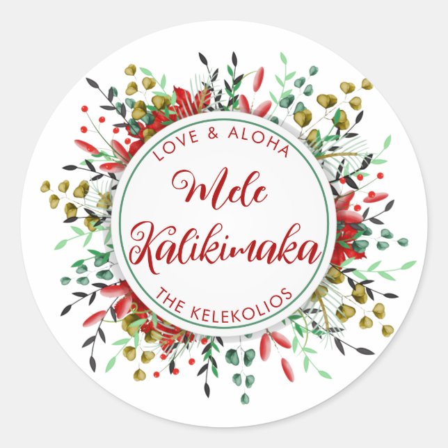 Mele Kalikimaka Hawaiian Weihnachten Runder Aufkleber (Vorderseite)