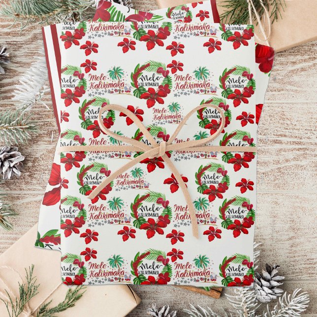 Mele Kalikimaka Hawaiian Wreath Wrapping Paper Geschenkpapier Set (Von Creator hochgeladen)