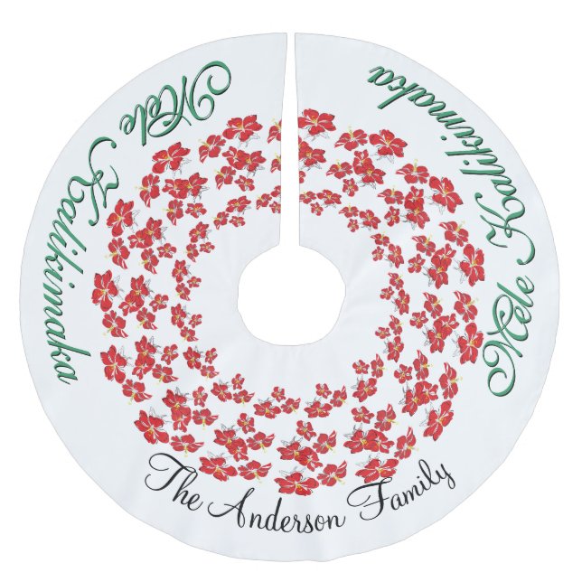 Mele Kalikimaka Hawaiian YOUR Tree Skirt Polyester Weihnachtsbaumdecke (Vorderseite)