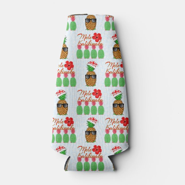 Mele Kalikimaka Hawaiianische Ananas Frohe Weihnac Flaschenkühler (Vorderseite)