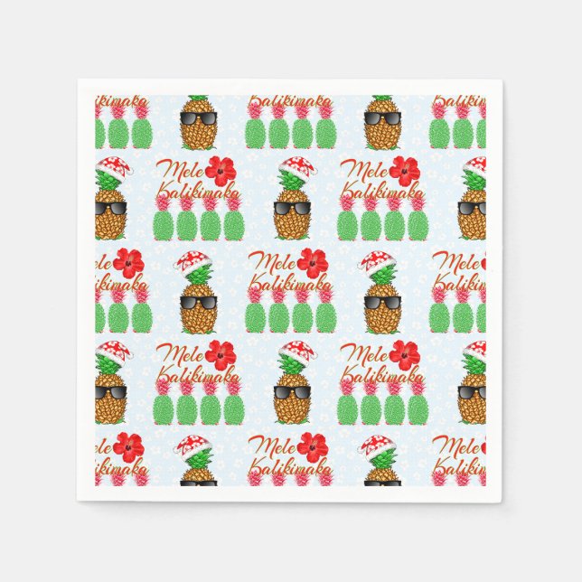 Mele Kalikimaka Hawaiianische Ananas Frohe Weihnac Serviette (Vorderseite)