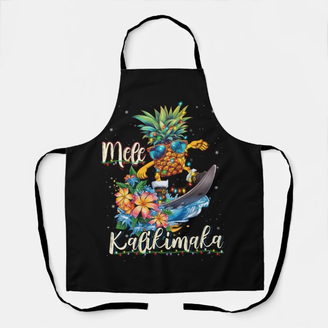 Mele Kalikimaka Hawaiianische Ananas-Surfing Schürze (Vorderseite)