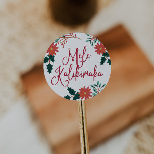 Mele Kalikimaka   Hawaiianische Weihnachten Runder Aufkleber