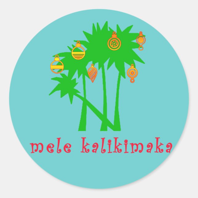 Mele Kalikimaka Hawaiianische Weihnachtsbekleidung Runder Aufkleber (Vorderseite)