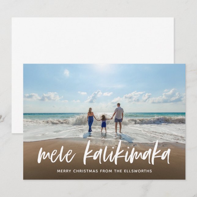 Mele Kalikimaka Hawaiianische Weihnachtsfotokarte Einladung (Vorne/Hinten)