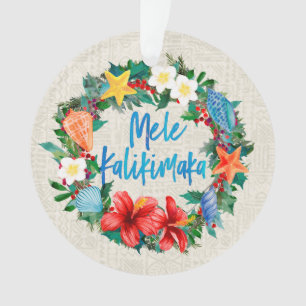 Mele Kalikimaka Hawaiianischer Strand-Weihnachtskr Ornament